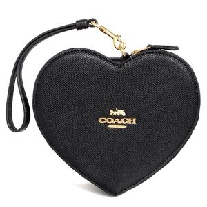 NWOT Coach Heart Wristlet, Black/Gold